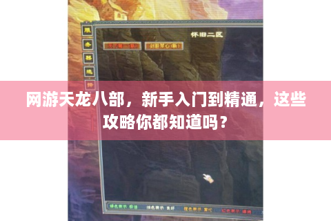 网游天龙八部，新手入门到精通，这些攻略你都知道吗？