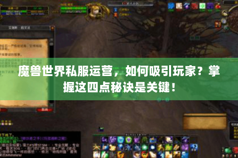 魔兽世界私服运营，如何吸引玩家？掌握这四点秘诀是关键！