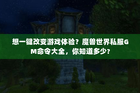 想一键改变游戏体验？魔兽世界私服GM命令大全，你知道多少?