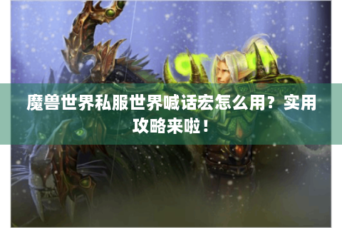 魔兽世界私服世界喊话宏怎么用？实用攻略来啦！