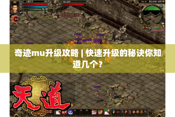 奇迹mu升级攻略 | 快速升级的秘诀你知道几个？