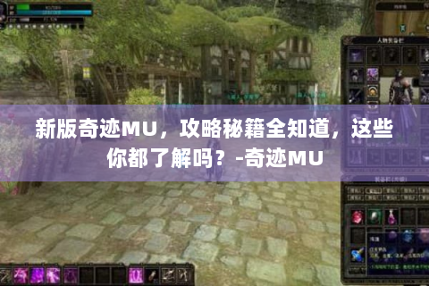 新版奇迹MU，攻略秘籍全知道，这些你都了解吗？-奇迹MU