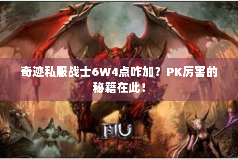 奇迹私服战士6W4点咋加？PK厉害的秘籍在此！