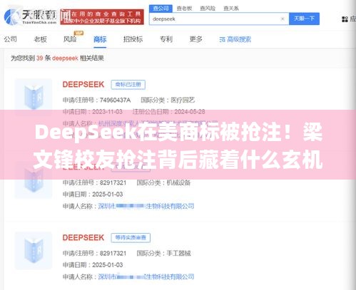 DeepSeek在美商标被抢注！梁文锋校友抢注背后藏着什么玄机？