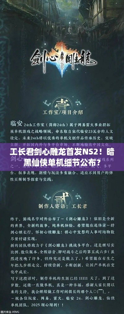 工长君剑心雕龙首发NS2！暗黑仙侠单机细节公布？