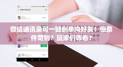 微信通讯录可一键删单向好友！但条件苛刻？玩家们咋看？