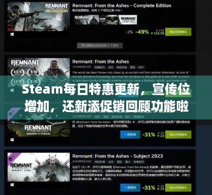 Steam每日特惠更新，宣传位增加，还新添促销回顾功能啦！