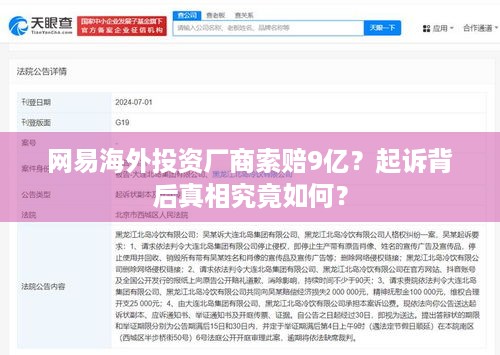 网易海外投资厂商索赔9亿？起诉背后真相究竟如何？