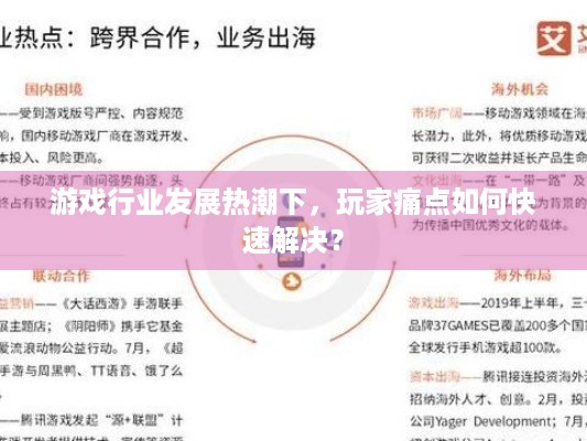 游戏行业发展热潮下，玩家痛点如何快速解决？